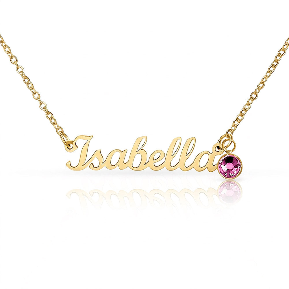 Non-Message Card Custom Name Necklace with Birthstone