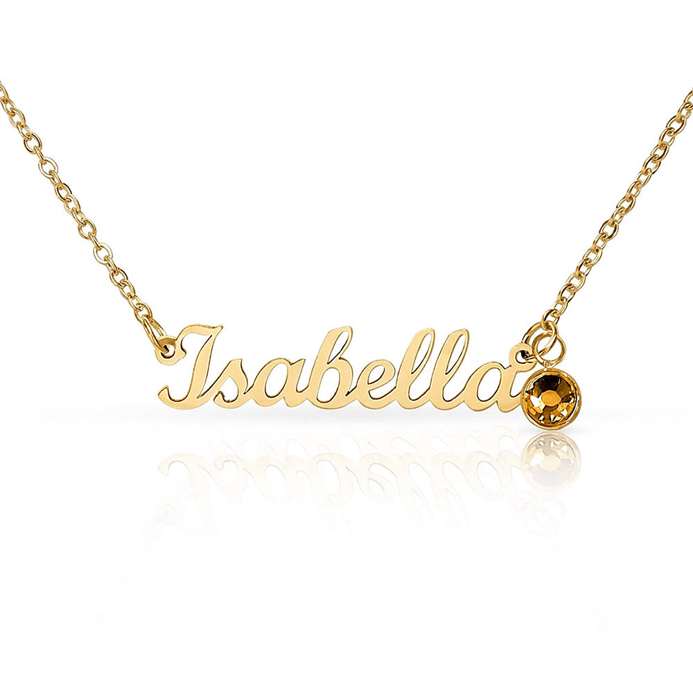 Non-Message Card Custom Name Necklace with Birthstone
