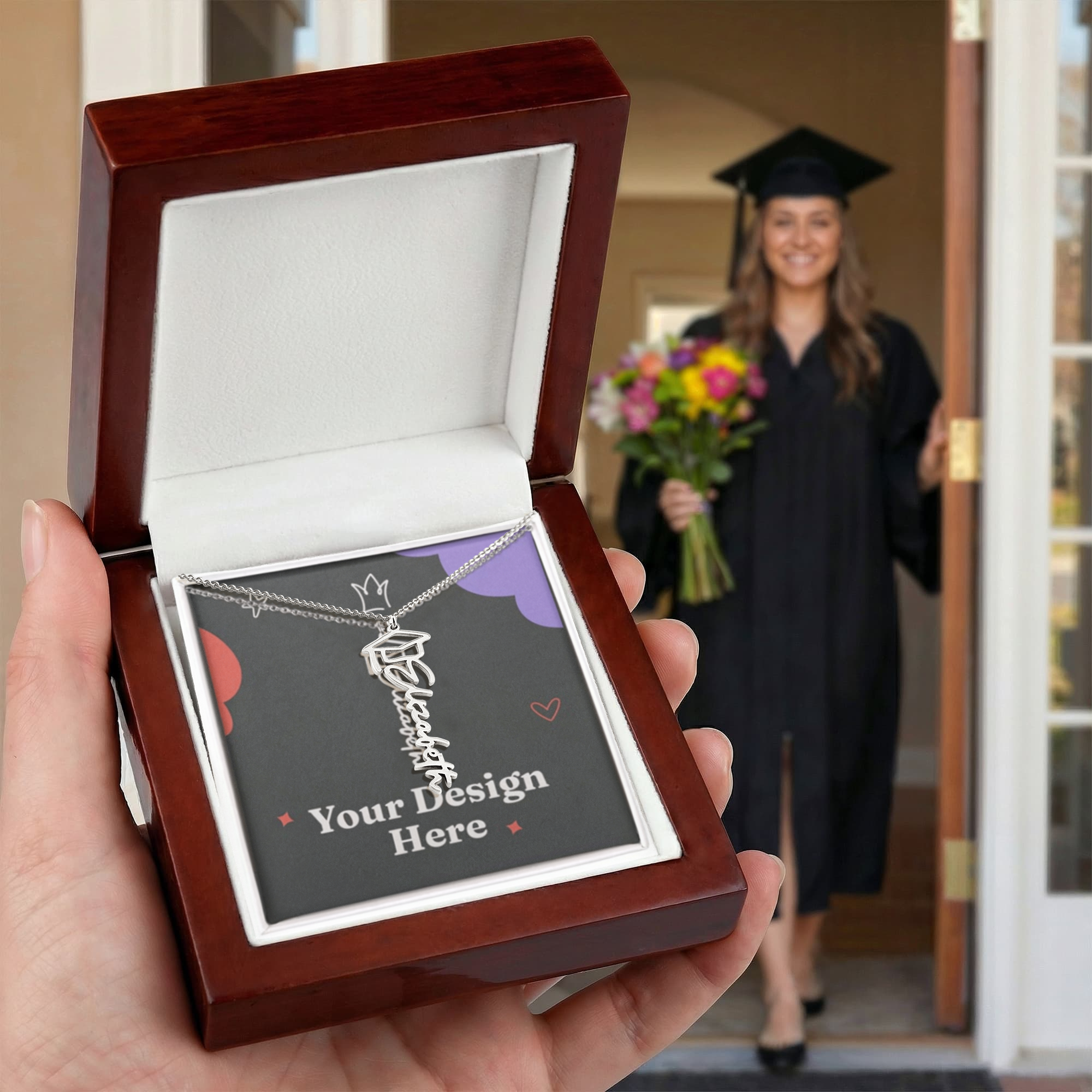 Graduation Cap Name Necklace