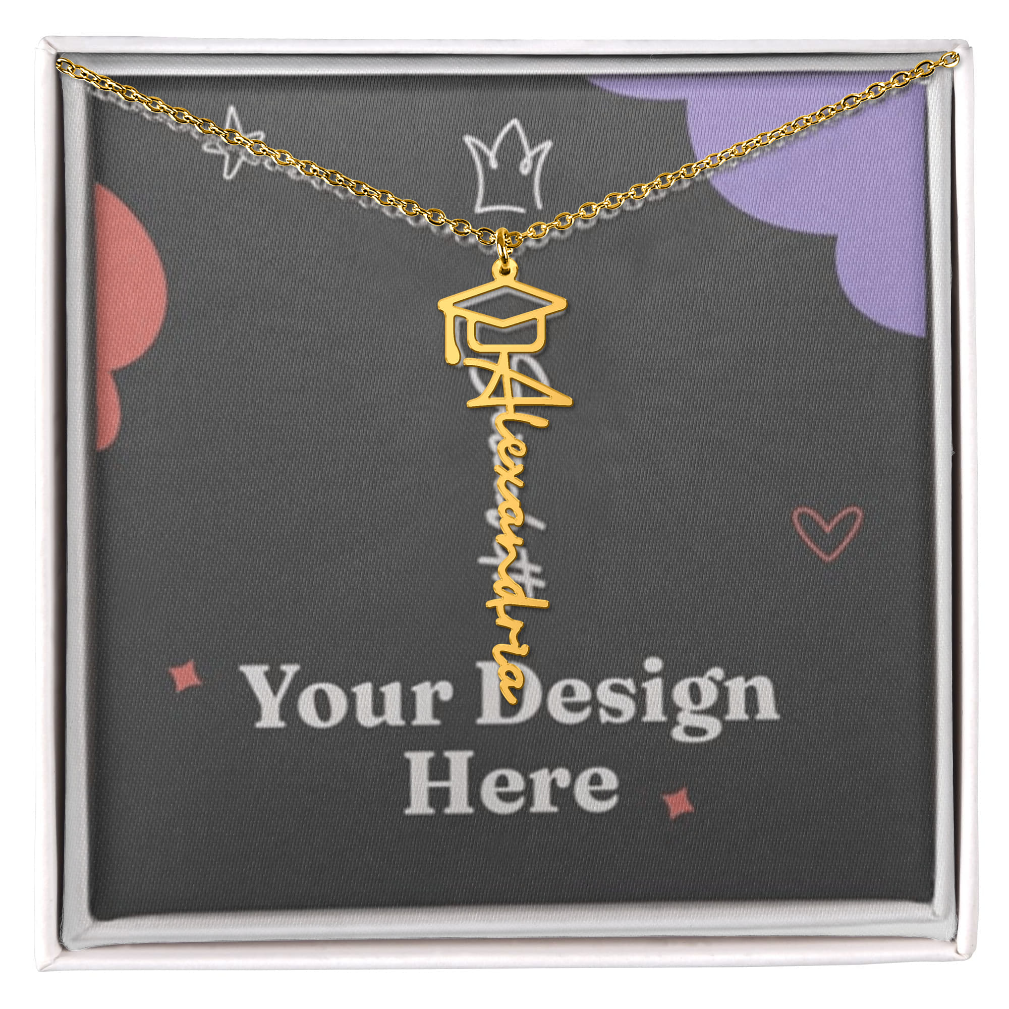 Graduation Cap Name Necklace