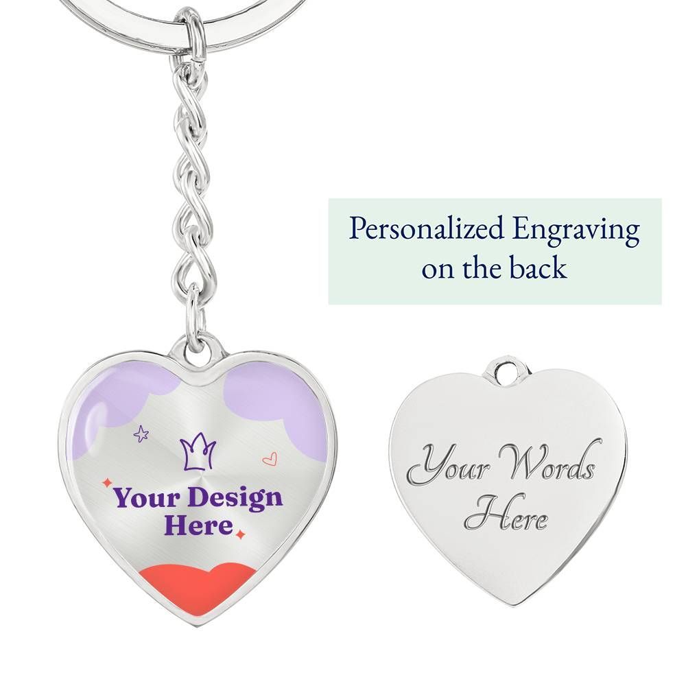 Graphic Heart with Curb Keychain Attachment