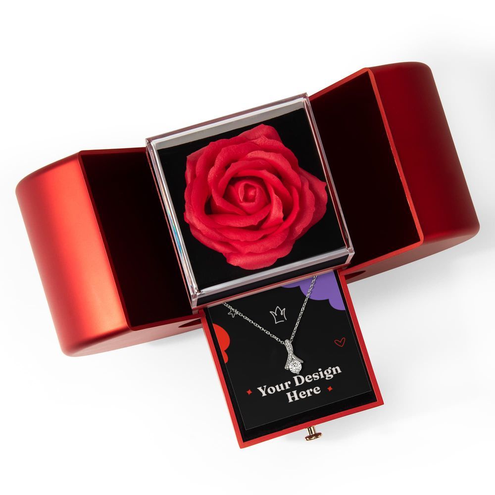 Alluring Beauty Necklace with Red Heart Rose Box