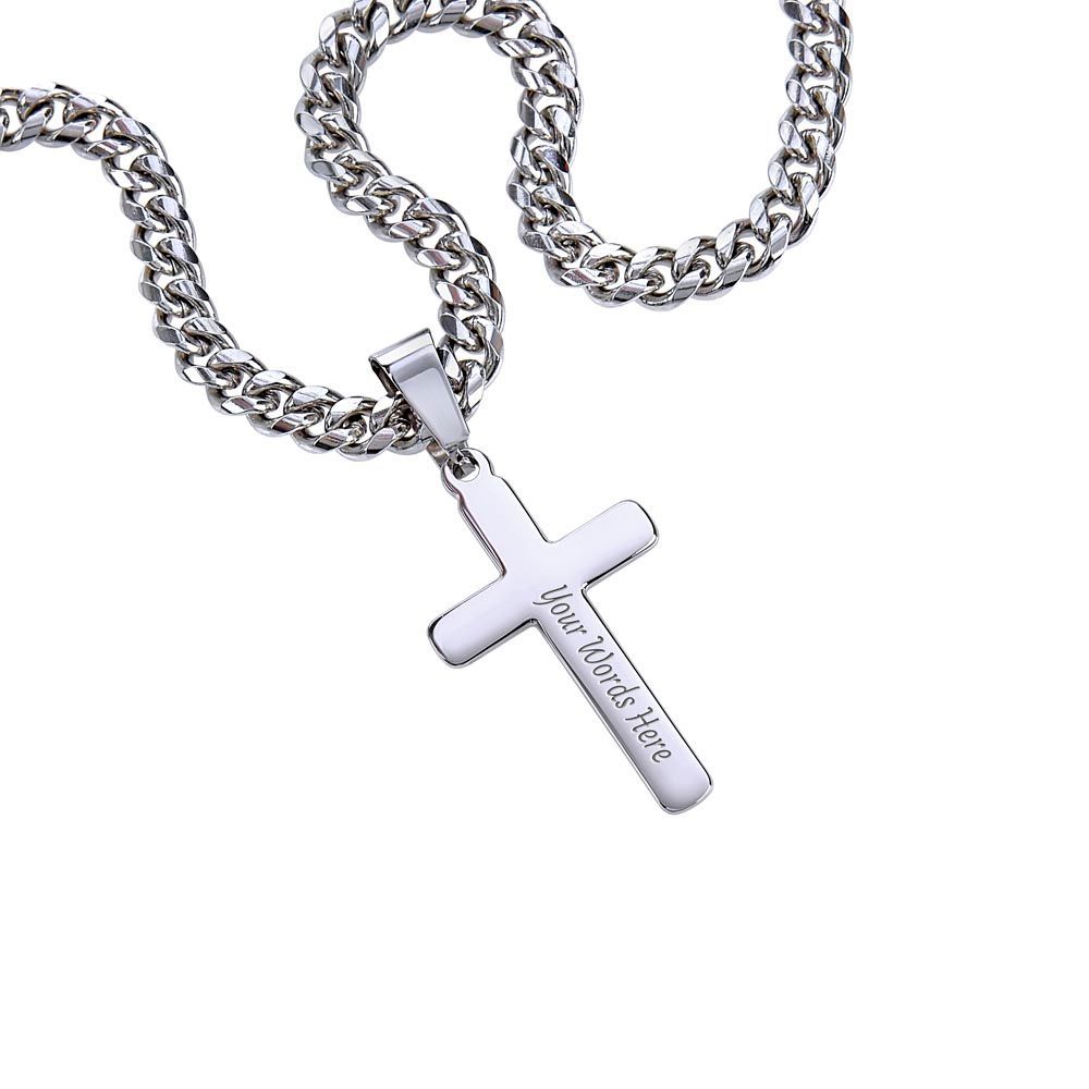 Personalized Artisan Cross with Cuban Link Chain