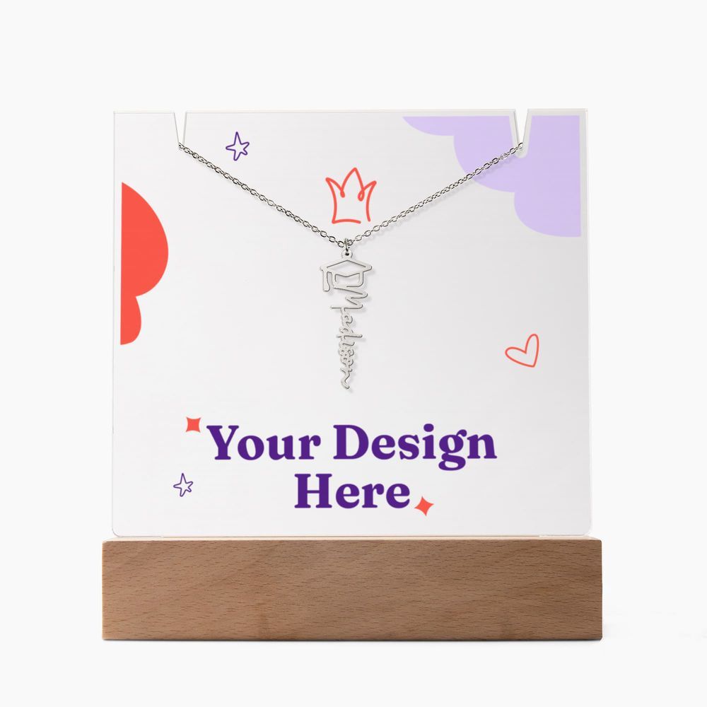 Keepsake Acrylic with Graduation Cap Name Necklace Bundle