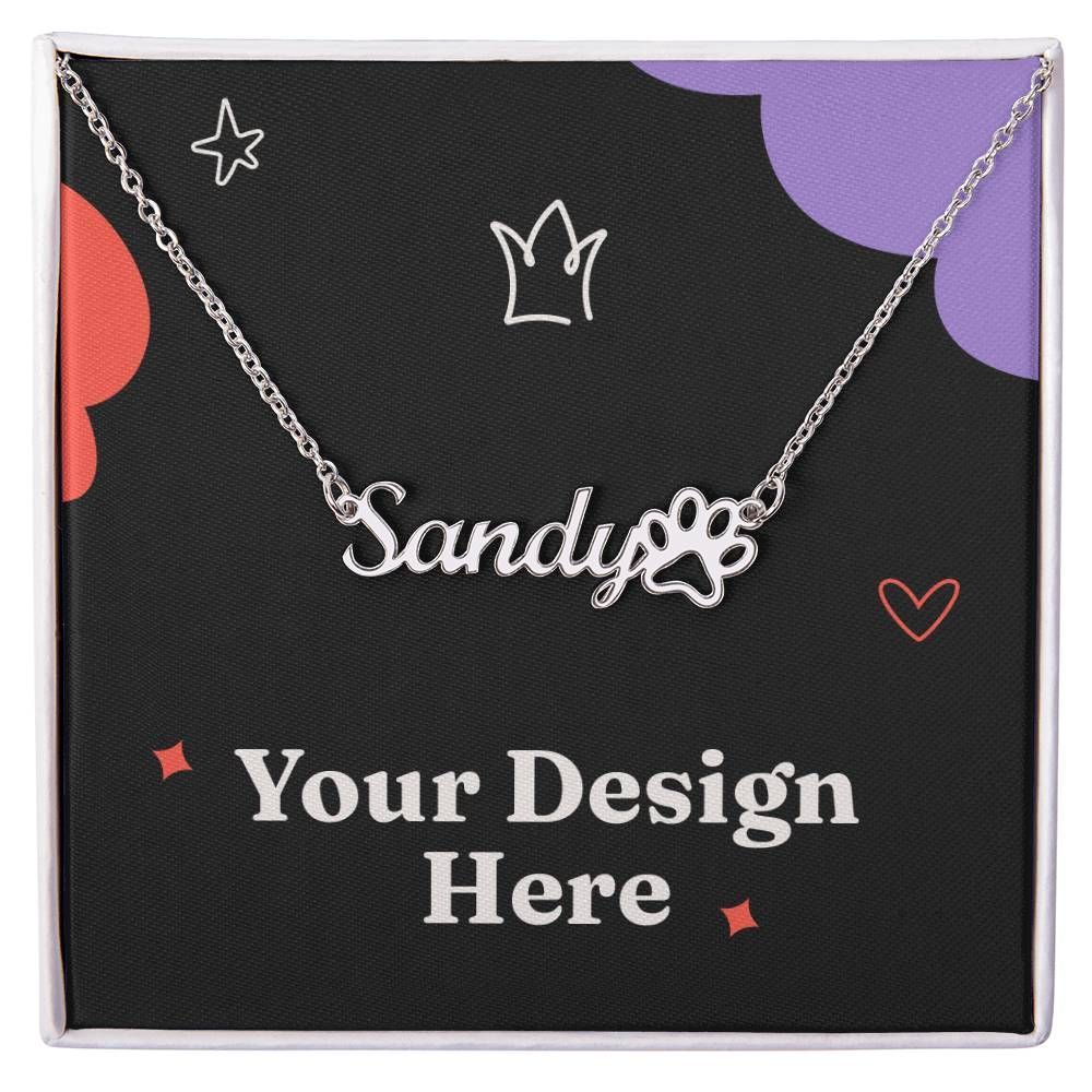 Paw Print Name Necklace