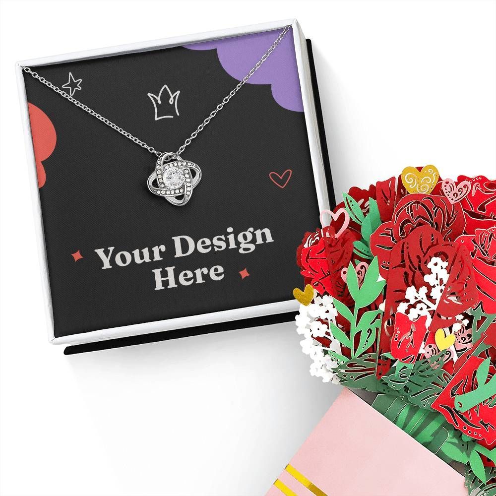 Love Knot Necklace & Sweetest Devotion Flower Bouquet Bundle