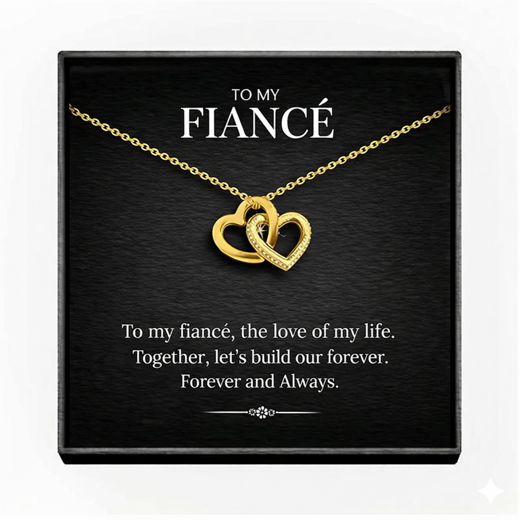 To My Wonderful Fiance Interlocking Hearts Necklace