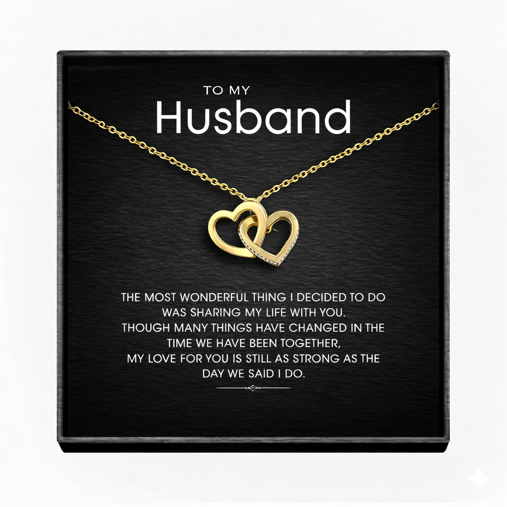 To My Wonderful Husband Interlocking Hearts Necklace