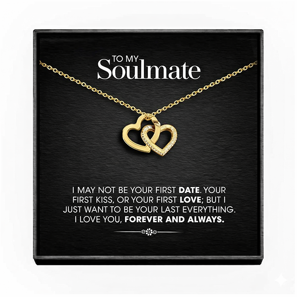 To My Wonderful Soulmate Interlocking Hearts Necklace