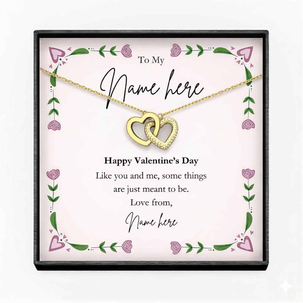 Interlocking Hearts Necklace  For Valentine’s Day